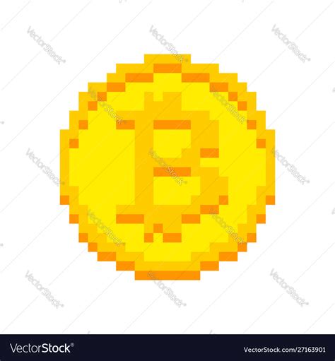 Bitcoin Pixel Art Isolated Crypto Currency 8 Bit Vector Image
