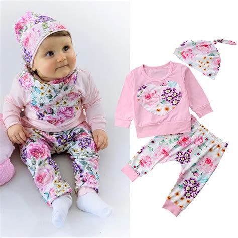 Stylish Fashion Design Newborn Infant Baby Girl Clothes Floral T Shirt