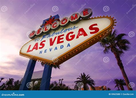 Las Vegas Welcome Sign At Sunset Royalty Free Stock Photos Image 5962588