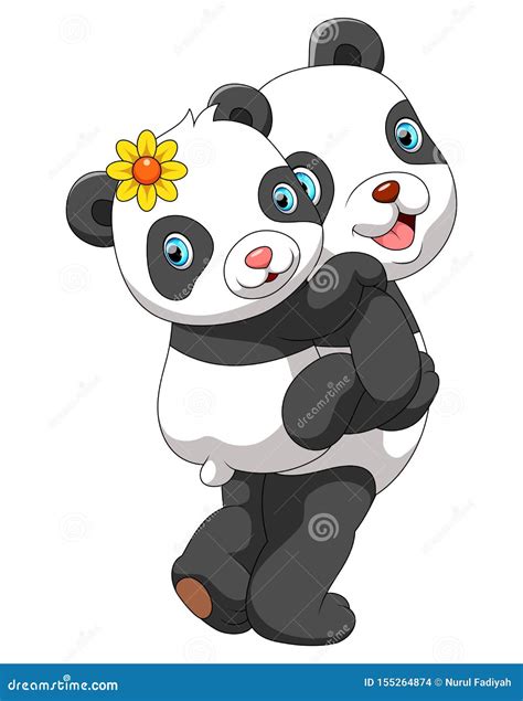 Mother Panda Carrying Cute Baby Panda Stock Vector Illustration Of