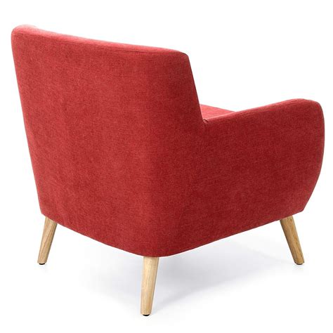 Great savings & free delivery / collection on many items. Red Linen Upholstered Armchair with Mid-Century Modern ...
