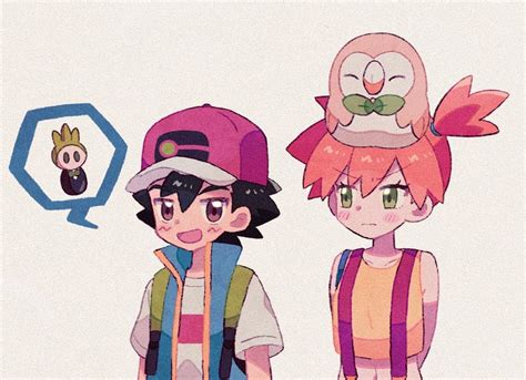 Ash Ketchum Misty Rowlet And Cilan Pokemon And 2 More Drawn By