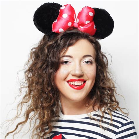 Surprised Young Woman With Mouse Ears Stock Image Image Of Lovely