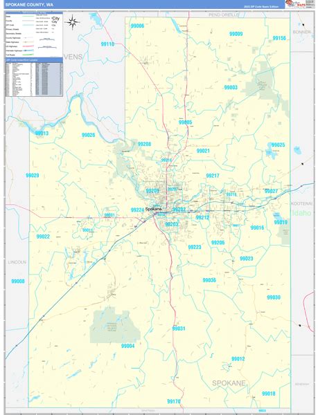 Zip Code Wall Map Of Spokane Wa Zip Code Map Laminated Sexiz Pix