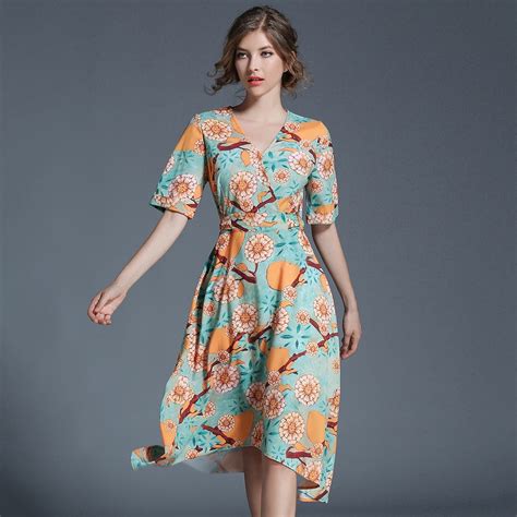 Summer Fashion Women Dresses Floral Printed High Waist Vestido De Festa