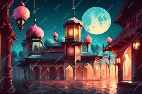 Premium AI Image | Ornamental arabic lantern with burning candle
