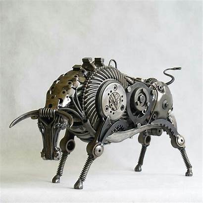 Scrap Metal Sculptures Sculpture Animal Bull Amazing