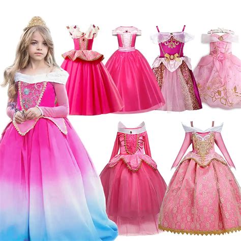 Girls Sleeping Beauty Princess Aurora Dress Up Fancy Costumes Party