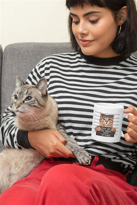 Bad Cat Ceramic Mug Mugshot In Jail Cats Funny Novelty Cat Kitten Coffee Mugs Etsy