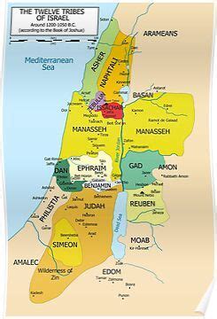 Joshua 15 allotment for judah | oh! 'Map of Twelve Tribes of Israel from 1200 to 1050 According to Book of Joshua' Poster by ...