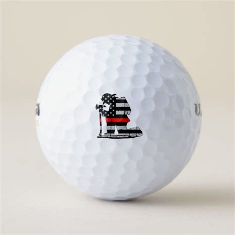 Kneeling Firefighter Thin Red Line Golf Balls Zazzle Golf Ball