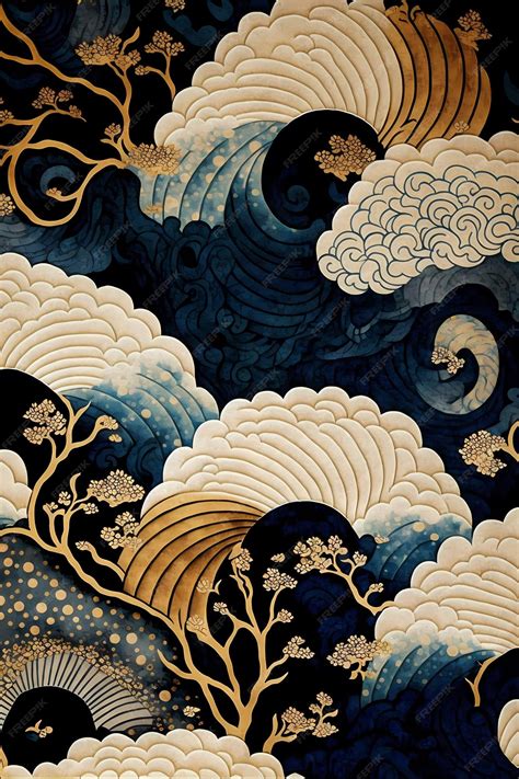 Premium Photo | Illustration of japanese art pattern background