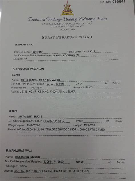 Surat Pengesahan Mastautin Selangor Contoh Surat Nikah Selangor