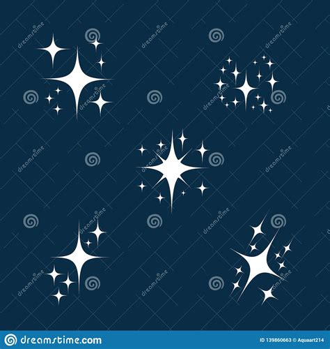 Sparkle Icon Set Glowing Or Brilliant Particle Of Fire Star Shimmer