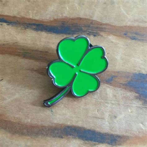 Four Leaf Clover Irish Metal Enamel Pin Badge By Bruisedtongue Enamel