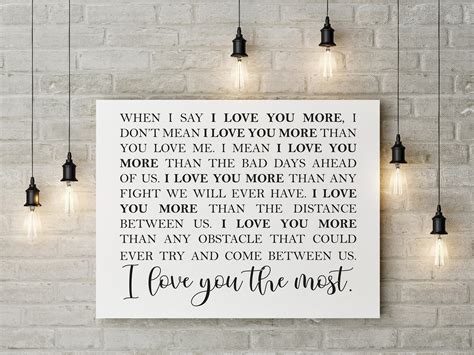 I Love You More I Love You Most Wall Decor Romantic Quote Etsy