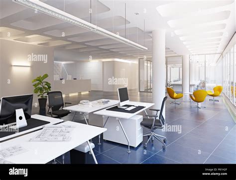 Modern Loft Office Interior 3d Rendering Concept Stock Photo Alamy