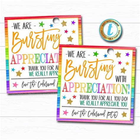 Free Printable Starburst Appreciation Printable