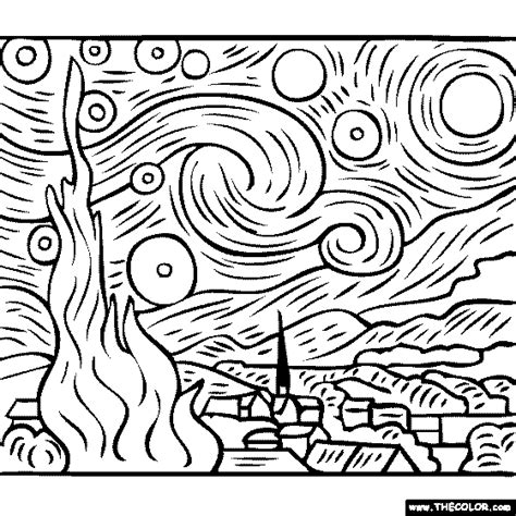 Famous Paintings Coloring Pages Page Van Gogh Coloring Starry