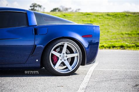 Chrome Strasse Wheels and Halo Headlights Reimagine Blue Chevy Corvette ...