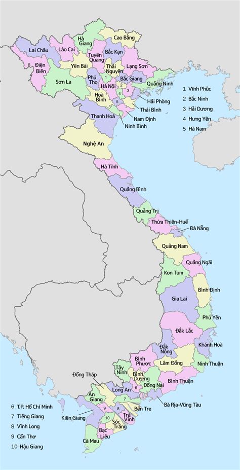 Viêt Nam Administrative Provinces Map