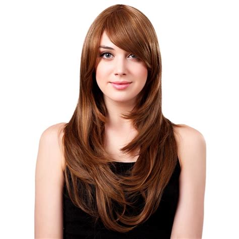 Women Synthetic Fiber Side Bangs Long Curly Hair Wig Light