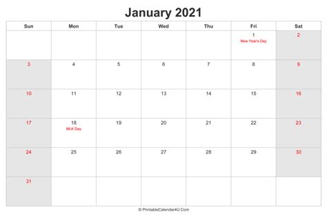 Word 12 Month Free Printable 2021 Calendar With Holidays Free