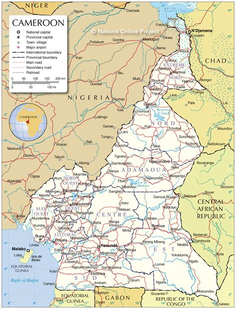 Carte du Cameroun  Différentes cartes du pays du continent africain