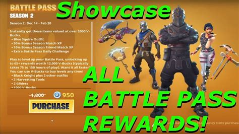 All Battle Pass Rewards Fortnite Battle Royale Season 2 Youtube