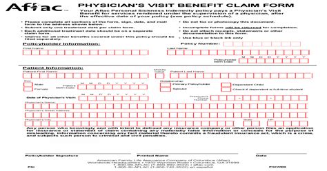 Aflac Physician Visit Claim Form Pdf Document