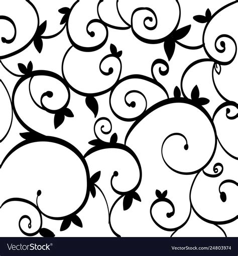 Black Paisley Outline Pattern On White Isolated Vector Image