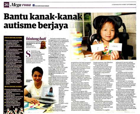 Feature Article Utusan Malaysia Bantu Kanak Kanak Autisme Berjaya