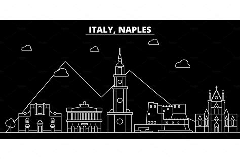 Naples Silhouette Skyline Italy Naples Vector City Italian Linear