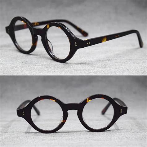 Vintage Hand Made Small 38mm Round Full Rim Reading Glasses Acetate 25 50 75 100 125 150