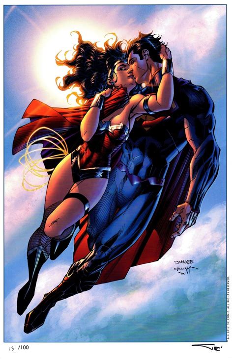 Superman And Wonder Woman “the Kiss” Art Print Jim Lee And Alex Sinclair S