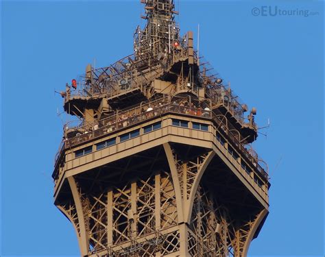 Close Up Photo Of The Eiffel Tower Top Viewing Platform