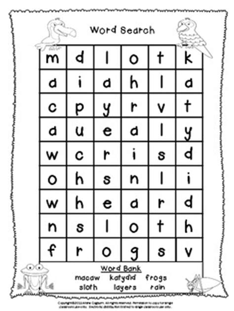 Free Rainforest Word Search And Worksheets By Mrs Cog S Class Tpt