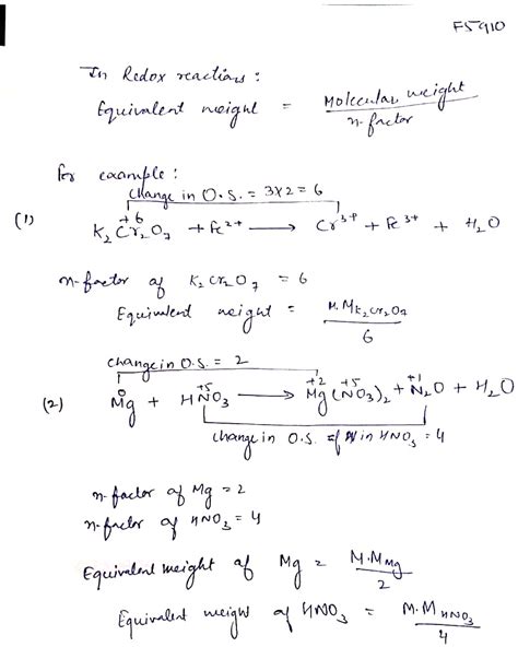 How To Find Equivalent Weight In Redox Reaction