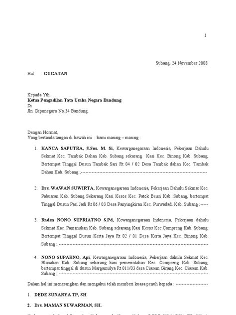 3.14 contoh surat kuasa khusus pengambilan transkrip nilai. Contoh Surat Gugatan Ptun Pekanbaru