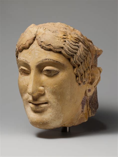 Terracotta Head Of A Woman Probably A Sphinx Greek Art Ancient