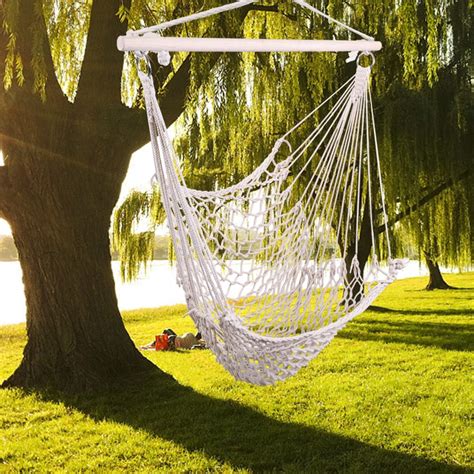 Ktaxon Hammock Cotton Swing Camping Hanging Rope Chair Wooden Beige