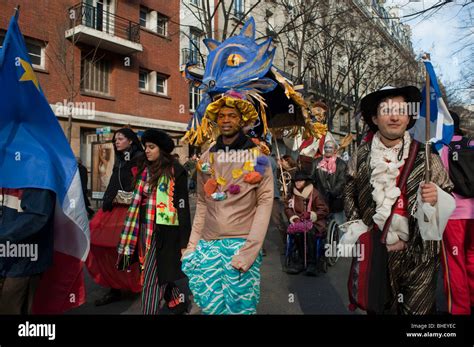 Paris France People In Costume Marching In Carnaval De Paris Paris