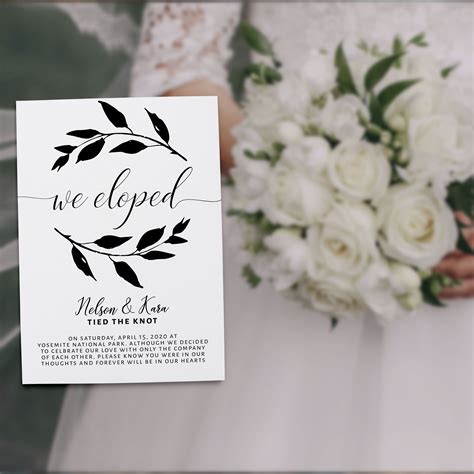 We Eloped Wedding Announcement Card In A Simple And Clean Design I