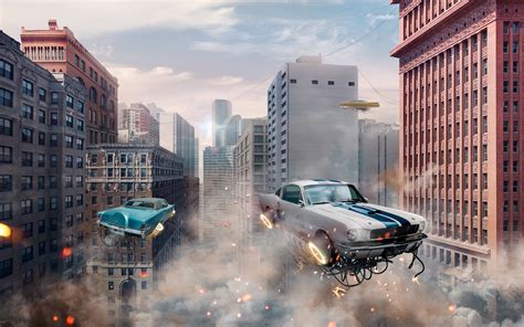 Retro Futuristic Cars Flying In The City, HD Cars, 4k Wallpapers ...