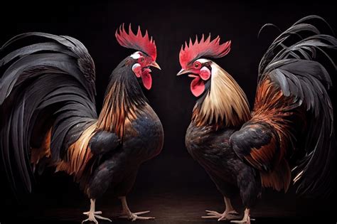 Premium Ai Image Two Large Powerful Rooster Are Preparing For Fight