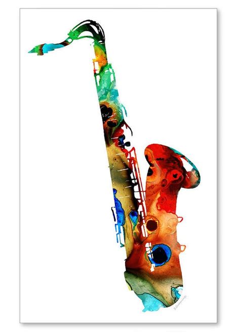 Saxophone Music Art Print From Painting Colorful Musical Jazz