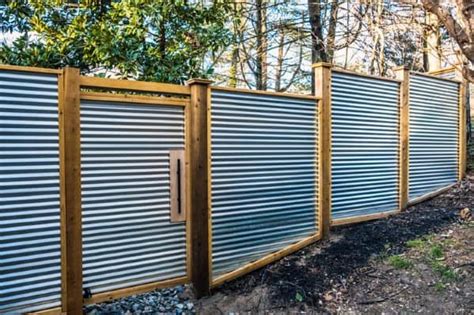 A panel of corrugated metal fence before the process begins. Top 50 Best Privacy Fence Ideas - Shielded Backyard ...