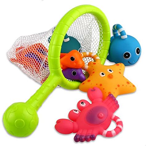 Bath Toy Fishing Floating Squirts Toy And Water Scoop With Organizer