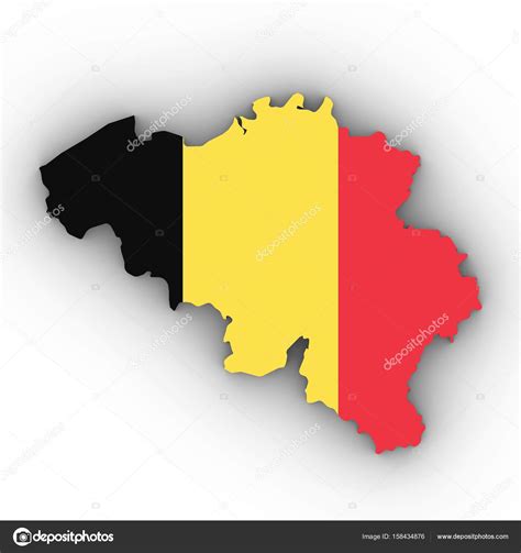 The belgian flag, which was inspired by the french tricolor, was adopted in 1831, shortly after gaining. Belgium Map Outline with Belgian Flag on White with ...