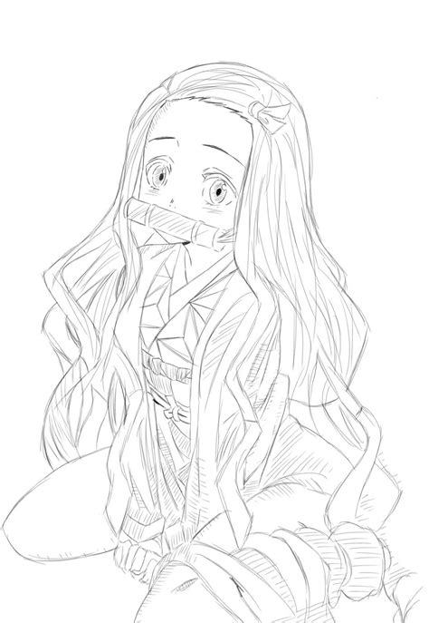 Printable Coloring Nezuko Coloring Pages